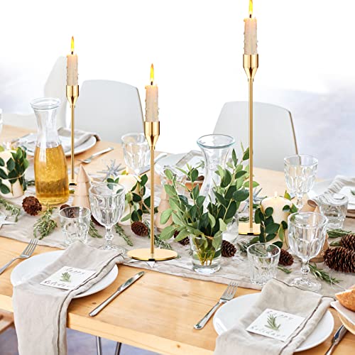 Oatnauxil Metal Gold Taper Candle Holder for Wedding, Dinning, Party, Fits 3/4 inch Thick Candle&Led Candles (Set of 6 Pcs) - color: Gold