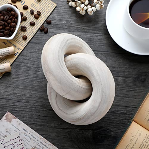Yalikop 2 Link Wood Chain Link Decor Coffee Table Wooden Knot Decor Hand Carved Modern Farmhouse Ornament Boho Rustic Natural Chain Items for Home Living Room Bedroom Shelf Decorations(Wood) - color: Wood