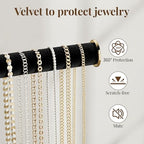 pickpiff Jewelry Holder Organizer with Velvet, Adjustable 10"-17" Tall, Metal Stand for Display Bracelet, Necklace, Earrings, Rings, Black and Gold - color: Gold and Black