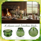 Mumufy 20 Pcs Glass Crystal Taper Candle Holders Clear Glass Candlestick Holder Fit 0.8 Inch Candles Crystal Decorative Candle Stand Centerpiece Table Wedding Dining Party(Green) - color: Green