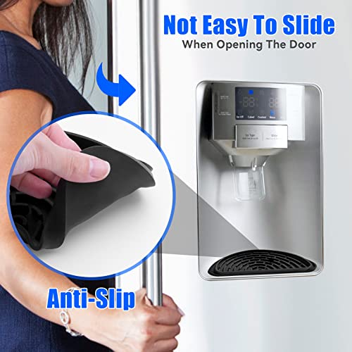 Refrigerator Drip Catcher, Refrigerator Drip Tray For Water Tray,Fridge Water Dispenser Drip Tray Prevents Water Splashes,Non-slip Silicone Dispenser Drip Collector for Ge Samsung -2 PCS Black - color: Black, size: 2PCS Semi-Circular