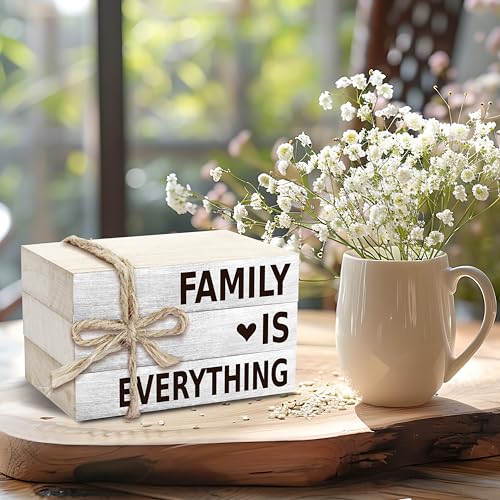 Sweet Home Decorative Book Stack for Farmhouse, Rustic Tiered Tray Decor, Family Wooden Book Decor for Living Room Table Shelf, Housewarming Gifts - 30