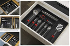 Simple Houseware Expandable Kitchen Drawer Flatware Organizer, Black – Adjustable Cutlery Tray with 9 Compartments for Utensils and Silverware - color: Black