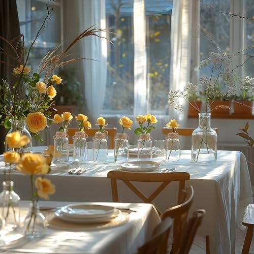 Vintage Glass Vases for Flowers, Set of 12 Clear Vases for Farmhouse Wedding Centerpiece Cylinder Bottle for Reception Table Decoration Home Decor Floral Arrangements - color: Clear, size: Large-12Pcs