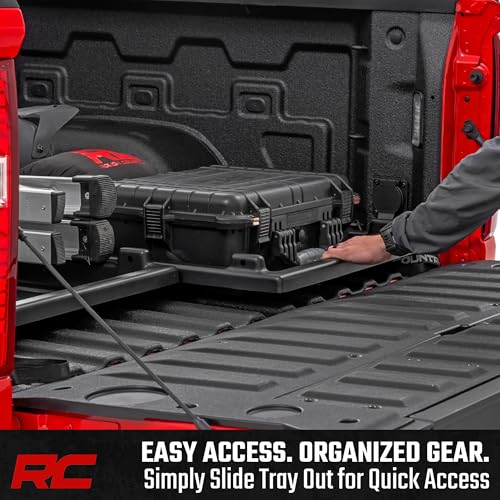 Rough Country Slide-Out Truck Bed Cargo Tray - Long Bed Organizer for 5'7"+ Beds, Heavy-Duty Polyethylene, UV-Protected, Easy Tailgate Access