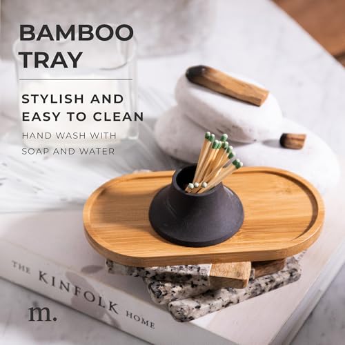 MaisoNovo Bamboo Soap Tray | Wooden Bathroom Soap Dispenser for CounterTop - color: Bamboo Tray