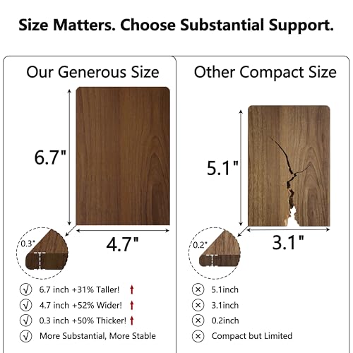 Brosisincorp Walnut Wood Book Ends for Shelves - Hand Polished Edges, Non-Skid Bookends for Heavy Duty Book Holders Office Desk Shelves Decorative Book Organizer, 6.69"H x 4.72"W x 3.94"L (2 Pairs) - color: 2 Pairs-square