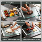 Tempered Glass Cutting Board Set for Kitchen Counter - Dishwasher Safe with Juice Grooves, Non-Slip Silicone Edges & Beveled Grip - 16"x12" & 12"x8" Serving Tray (White-2PCS) - color: White-2PCS