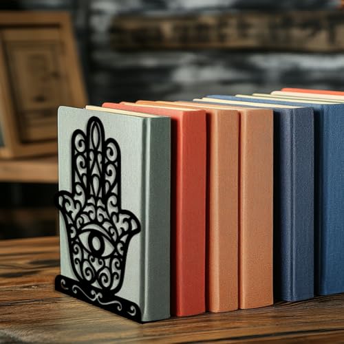 Peacoblue Metal Bookends for Shelves, Modern Decorative Heavy Duty Study Book Support Stoppers for Office, Desk, Shelf, Room 5.3"x4.3"x7.9" Cast Iron Simple Tall Bookends, 1 Pair (Eye of The Devil) - style: Eye of The Devil