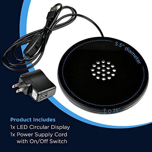 19 LED White Light Stand Base - Circular Illuminated Display Pedestal for 3D Crystal Glass Art - LED Light Base & Crystal Display Stand, AC/USB Plug Operated Lighted Acrylic, Crystal Base Black - style: White Lights