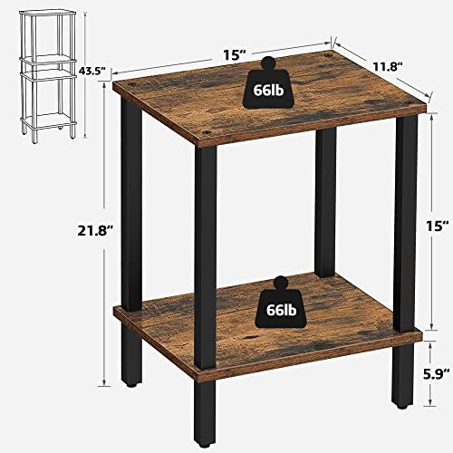 TUTOTAK End Table, Side Table, Nightstand, 2-Tier Storage Shelf, Sofa Side Table for Small Space, Living Room, Bed Room Brown and Black TB01BB034 - color: Brown and Black