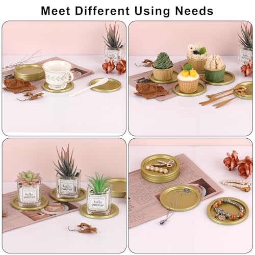 OwnMy 6PCS Iron Candle Holders for Pillar Candles, 3 Inch Metal Pillar Candle Plates and Trays, Small Round Tealight Holders Elegant Candle Stands Bases for Wedding Dining Table Centerpieces, Gold - color: Gold-6pcs