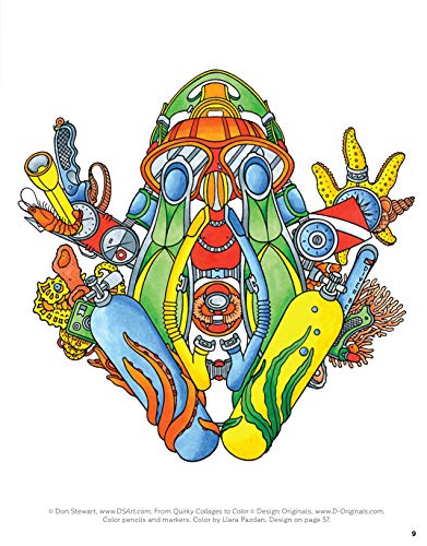 Quirky Collages to Color: Color 100s of Hidden Objects (Design Originals) 32 Thoughtful and Intriguing Designs, Each Highly Detailed with Hidden Puzzle Elements for a One-of-a-Kind Adult Coloring Book