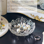 H&D HYALINE & DORA Clear Crystal Ring Holder, Glass Jewelry Dish, Display for Wedding, Wavy Shape Gift for Mom, Wife, Girl - color: Clear