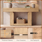 Homieasy Console Table, 63" Entryway Table with LED Lights & Charging Station, Farmhouse Wooden Sofa Table Behind Couch, Narrow Hallway Table for Living Room, Foyer, Entry, Natural Oak - color: Natural Oak, size: 63"