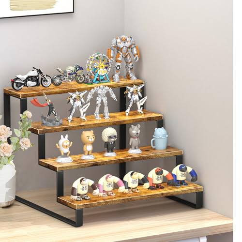 ELITEROO Wood Display Stand, 4 Tier Perfume Stand Organizer, Display Riser for Food, Tiered Cupcake Stand Risers, Table Display Shelf for Vendors Event, Candles, Tumblers, Soaps