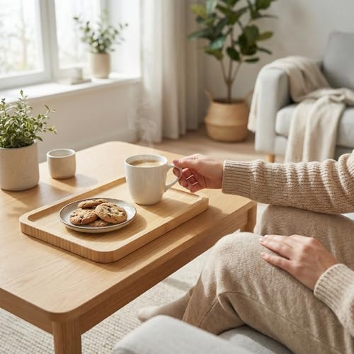 Bamboo Vanity Tray, Bathroom Counter Tray Natural Wooden Decorative Tray Kitchen, Shower, Dining Table Vanity,10×6.9 Inch - size: 10" x 6.9" x 0.6"