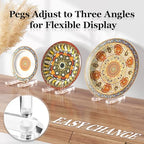 Plate Stands for Display, 1 Pack Clear Acrylic Display Easel with Adjustable Pegs for Decorative Plate, Books, Records, Plaque, Picture Frame, Platter Tabletop Art (1-Pack)