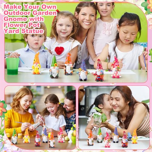 Arrowbash 6 Pcs Garden Ceramics to Paint Ready to Paint Your Own Gnome Statues 5.12 Wildflowers Theme Paintable Figurines DIY Unpainted Ceramics Plaster Crafts Kit with Brush Palette - style: Garden