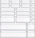 Criusia 22 Pcs Drawer Organizer Bins, Acrylic Non Slip Kitchen Drawer Organizers Storage Tray Divider, Multifunctional Storage for Cosmetics, Bathroom, Tools, Kitchen and Office - size: 22 Pack