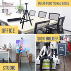 U.S. Art Supply 66" Black Metal Tripod Easel Display (2 Pack) - Adjustable 20"- 5.5', Holds 32" Canvas - Floor/Tabletop Easel Stand, for Sign Display, Painting, Poster Board, Canvas - Portable Bag