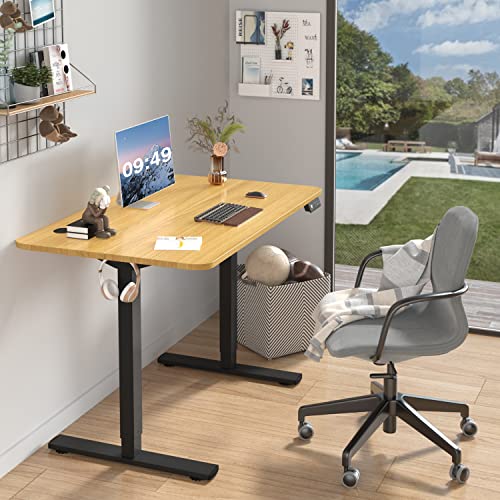 Furmax Electric Height Adjustable Standing Desk Large 40 x 24 Inches Sit Stand up Desk Home Office Computer Desk Memory Preset with T-Shaped Metal Bracket, Maple - color: Maple, size: 40 Inch