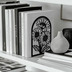 Peacoblue Metal Bookends for Shelves, Modern Decorative Heavy Duty Study Book Support Stoppers for Office, Desk, Shelf, Room 5.3"x4.3"x7.9" Cast Iron Simple Tall Bookends, 1 Pair (Sunflowers) - style: Sunflowers