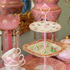 3 Tier Tiered Plate Hardware Kits Fruit Cake Plate Handle Fitting Hardware Rod Cucake Stand Tower Holder Pink Crown 5 Sets（Plate not Included） - color: Pink