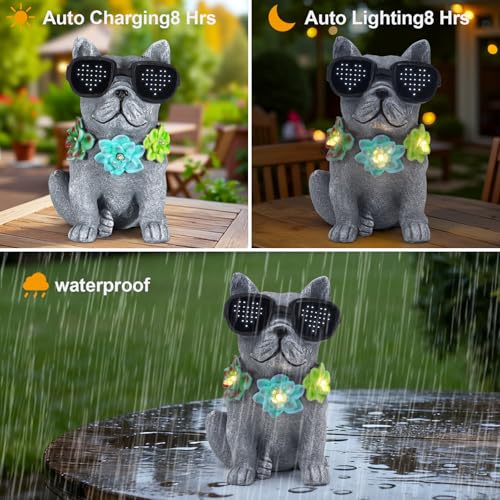 Solar Garden Statues Dog with Succulent and LED Lights Birthday Gifts for Women Mom Grandma Solar Outdoor Decor for Patio Backyard Yard Lawn Decoration-Unique Housewarming Gifts - style: Dog