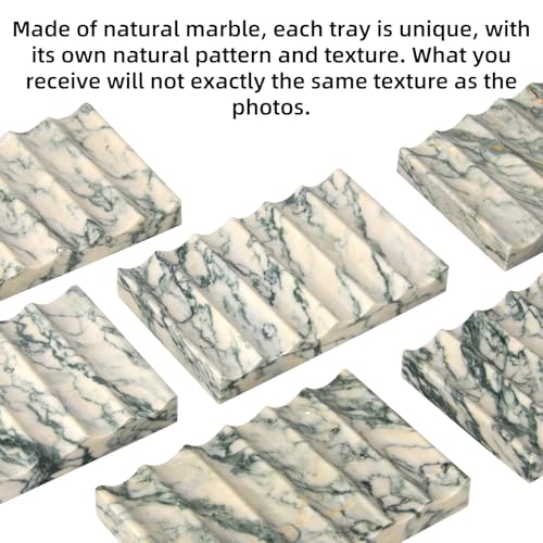 Luxury Marble Soap Dish Tray,Rectangle Stone Marble Soap Tray,Self Draining Soap Holder for Bathroom, Kitchen (Green Texture) - color: Green Texture