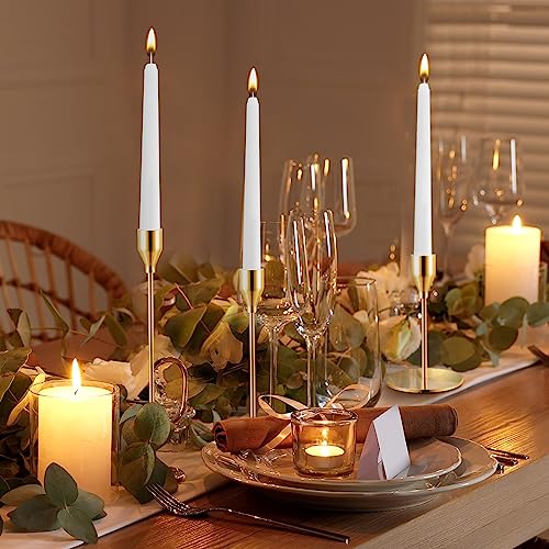 Inbagi 24 Sets Gold Candlestick Holders Bulk for Taper Candles Metal Tall Pillar Candle Stands for Table Centerpiece Wedding Christmas Home Party Decor, Fit 0.79 in Thick Candle