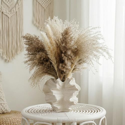 White Ceramic Vase for Modern Home Decor, Ceramic Coral Flower Vase for Nordic Art Pampas Grass,Boho Decor Donut Centerpiece Vases for Coffee Table Office Bookshelf Living Room Decor (White+ Small) - color: White