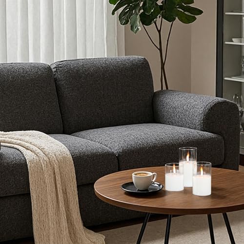 GenSwin Flameless Candles with Remote Timer, Clear LED Battery Operated Candles with Flickering Flame, Glass and Real Wax Pillar Candle Holiday Home Decor(Set of 3, D3”x4”5”6”) - color: Clear
