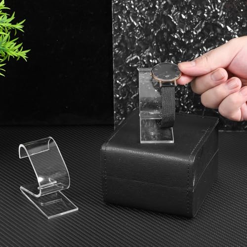 2 PCS Acrylic Watch Display Stand Clear Single Watch Holder Display Portable C Shape Single Bracelet Holder Organizer Storage Rack Jewelry Stand for Men Women Store Home Bedroom Office Desk Selling