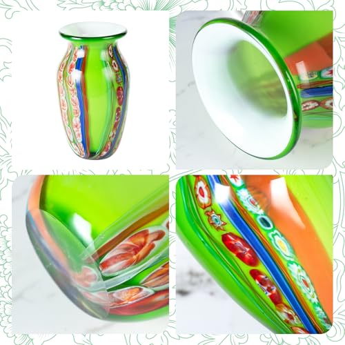 KAMMAK Colored Glass Vase, Beautiful Hand Blown Decorative Vase, Modern Art Vase for Flower Mantle Dining Table Centerpiece, Entryway Living Room Wedding Decoration (JG2071) - style: JG02071