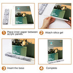 vrupin 2 Pack 8.5x11 Acrylic Sign Holder, Acrylic Frame Natural Marble Base, Clear Plastic Sign Holder Picture Photo Frames, Flyer Document Paper Display Stand for Office Desktop (black marble)