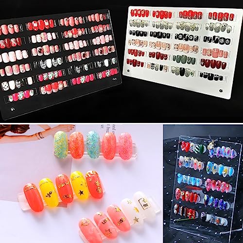 1Pcs White Acrylic Nail Art Display Holder, BetterJonny 50Pcs Nail Stand with 3M Double Sided Tape for Professional Salon False Nail Sample Display - color: white
