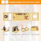 Bathtub Tray - Bath Tray Expandable - Bath Table Trays for Bathtub/Tub,Premium Bamboo Wooden, Fits Most Bath Tubs - color: Bright Yellow