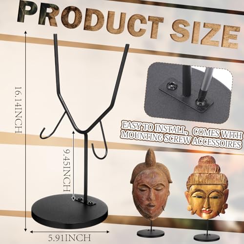 1 Pcs Mask Display Stand U Style Metal African Tribal Mask Holder Tall Adjustable with Detachable Base for Sculptures Artifacts Egyptian Roman Greek Pre Columbian Collectible (16 Inch Height) - size: 16 Inch Height