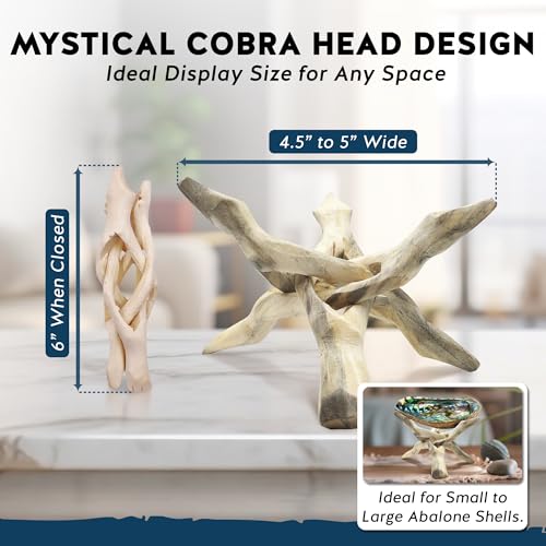 Alternative Imagination Wooden Tripod Display Stand - 6-Inch Hand Carved Holder Made from Mango Wood -Folding Natural Stand for Abalone Shell, Crystal Ball, Key Bowl,Trinket Dish, Incense,Decor & More - size: 6 Inches