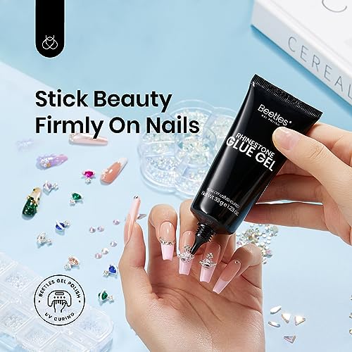 Beetles Rhinestone Nail Glue Gel, Strong Hold Nail Art Adhesive for 3D Gems, Rhinestones & Accessories, UV/LED Curing Clear Gel, Easy Application, Long Lasting Salon & DIY Nails - color: C3-35g Nail Rhinestone Glue