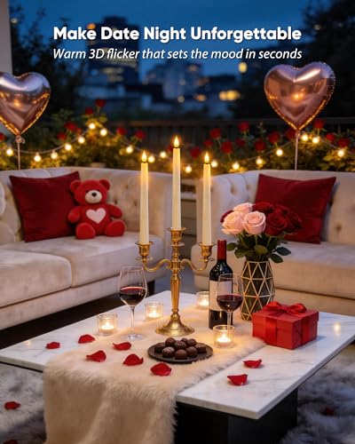 Homemory 2 Pcs Waxy Flameless Taper Candles with Remote, Flickering Battery Operated Taper Candle, Led Flameless Candlesticks Classic Tall Candles for Home, Wedding, Party, Ivory, 9.6 inches - style: Classic - Ivory 9.6"