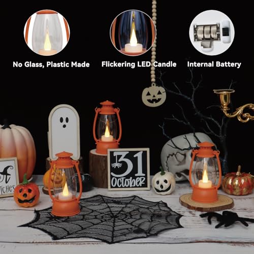 12Pcs Orange Mini Lanterns for Fall Halloween Thanksgiving & Western Camping Decor – Small Lantern Decorative for Table Centerpiece, Hanging Ornaments for Christmas Wedding & Cowboy Party - color: Orange-12pcs