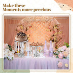 Bokon 6 Pcs Crystal Cake Stand Round Dessert Cupcake Holder Metal Stand Table Cake Pedestal with Crystal Pendant Wedding Bead Dessert Cupcake Pastry Display Plate for Wedding Birthday Party (Silver) - color: Silver