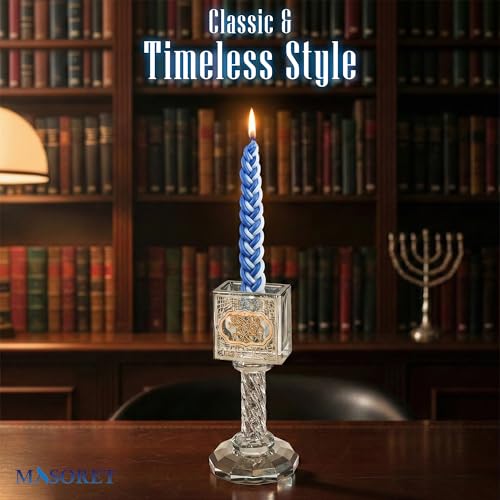 Crystal Havdalah Candle Holder 13 cm with Plaque - color: Crystal Havdalah 2