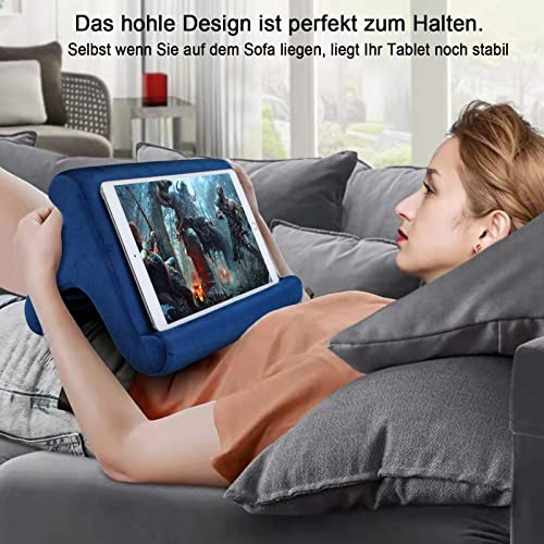 SAMHOUSING Tablet Pillow Stand Holder Dock for Bed with 3 Viewing Angles, Compatible with All Tablets,Phones and iPad Pro 9.7, 10.5,12.9 Air Mini 4 3, Kindle, E-Reader and Books(Navy) - color: Navy