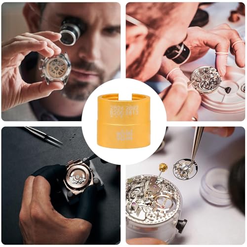 Watch Movement Holder, Double-Sided Repair Mount, Small Size Clock Stand Lightweight Travel, Metal Material Sturdy Stable Design, Watch Accessory Professional Collectible Display - color: Gold
