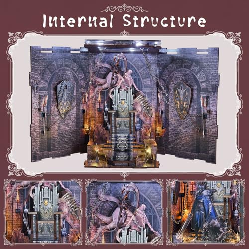 CCCDF Book Nook Kit - DIY Miniature House Dollhouse Kit, Tiny House Booknook Bookshelf for Adults and Teens, Gifts for Family Friends (Throne of Bones) - style: Throne of Bones
