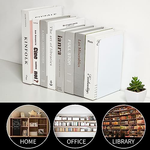 Metal Book Ends Bookend for Shelves Book Holder - color: White
