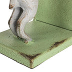 Creative Co-Op Decorative 2-Tone Cast Metal Rabbit Bookends, Green and Grey, Set of 2